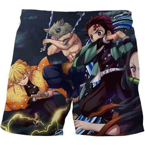 NEW Demon Slayer Japanese Anime Graphics Casual Shorts Plus Size Beach Pants 3D Printing Pattern Mens Sports Pants men clothing