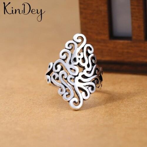 Kindey Bohemian Silver Color Large Pattern Rings For Women Men Engagement Rings Girls Party Gifts Anillos 2020