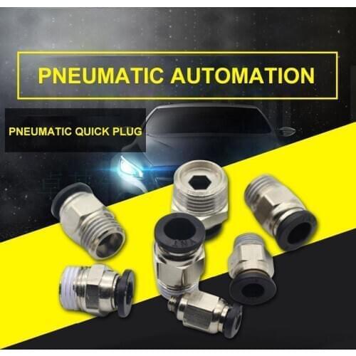 ZKCM PC Air Pneumatic Fitting Quick Connector M5 4mm 6mm 8mm Male Thread 1/4 1/2 1/8 3/8 Compressed Hose Tube Pipe