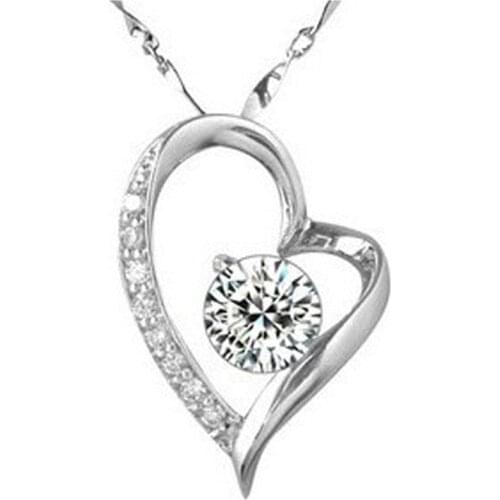 Romantic fashion crystal heart silver plated necklaces pendants for wedding