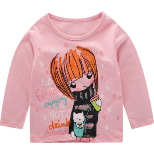 2 3 4 5 6 7 Y Toddler Baby Girls Shirts Cottton Cartoon Girl Print Tops For Girls Kids Clothing Spring Autumn Children Shirts T