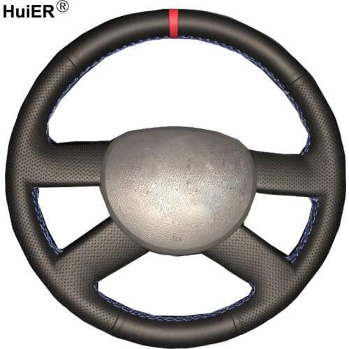 HuiER Hand Sewing Car Steering Wheel Cover For Volkswagen VW Polo 2003-2006 Old Golf 5 Jetta 5 MK5 Tiguan 2007 - 2009 2010 2011