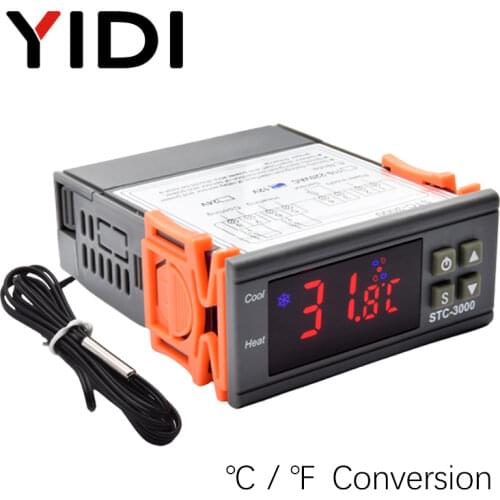 STC-3000 LED Digital Microcomputer Temperature Controller, 'C/'F Display Thermostat AC220V DC12V Heating Cooling Thermoregulator