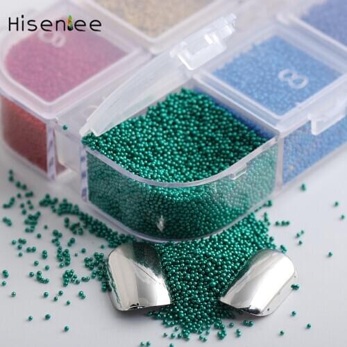 Glass Caviar Nail Art 12 Colors Micro Ball Crystal Nail Caviar Beads Decorations Tips Nail Art Set 1 Box Mini Bead