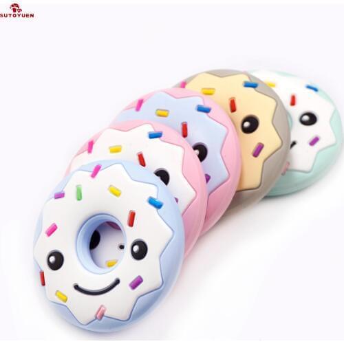 Sutoyuen Silicone Donut Teether BPA Free Baby Silicone Teething Accessory DIY Crafts Toys Teether Necklace Pendant Baby Teether