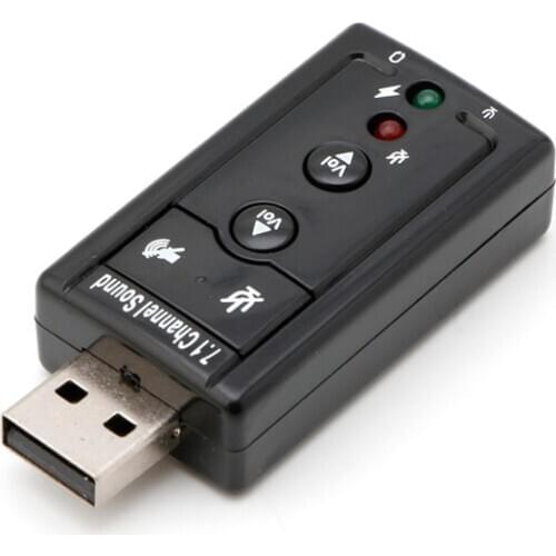 USB2.0 External 7.1 Channel 3D Virtual Sound Card Adapter PC Laptop Black