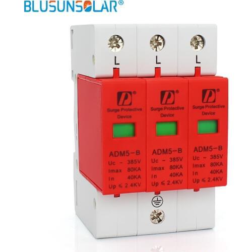 20 pieces / lot Din Rail 35mm High Quality Lightning Surge Protectors 3P 80KA 385V Power Surge Protective Device