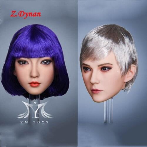 YMT041 1/6 scale Female head carving YMT040 curls Planted Hair Head Sculpt Model for 12" Tbleague Suntan Action Figure DIY doll