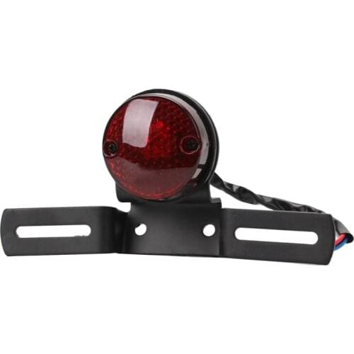 Motorcycle Parts Black Red Vintage Studded Tail Brake Light Lamp License Plate Holder for Bobber Chopper Motorcycle Headlight