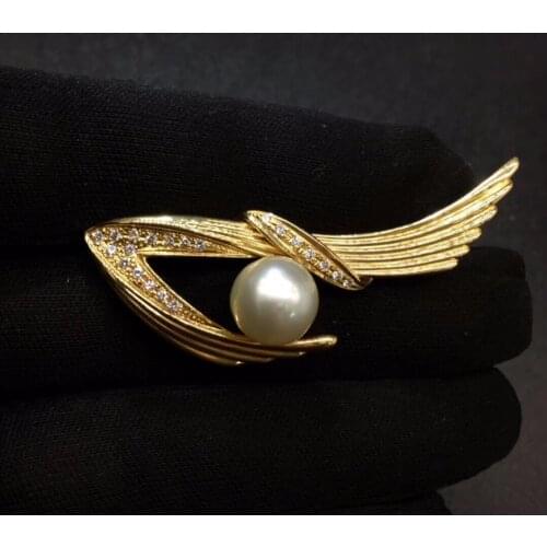 Pearl Brooches Fine Jewelry Pure 18 K Yellow Gold 100% Natural Akoya Pearls Brooch Japan Origin For Women Fine Brooches