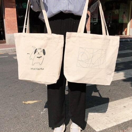 Ladies Simple Package Shoulder Bags Solid Color Eco Shopping Large Capacity Canvas Purse Pouch Tote Bags For Women