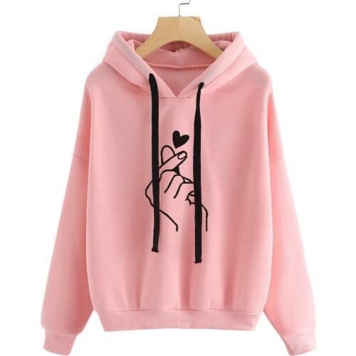 40# Womens Love Print Pattern Hoodies Hooded Pullover Long Sleeve Hoodie Sweatshirt Jumper Sports Tops Oversized Sweatshirts
