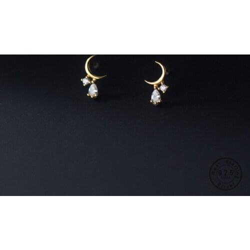 WANTME 925 Sterling Silver Romantic Charm Luxury Zircon Tassel Moon Small Stud Earrings Women Fashion Korean Sweet Party Jewelry