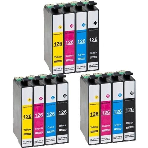12 Pack Compatible 126 Ink Cartridge for Epson Stylus NX330 /430 Workforce 520 / 60 / 435 / 545 / 630 / 633 / 635 / 645 / 840
