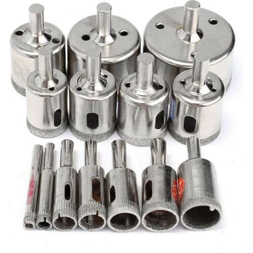 15pcs Hole Saw Drill 6mm-50mm Diamond Tool Drill Bit Set for Glass Ceramic Marble Tiles Porcelain Drilling Power Tool Drill Head
