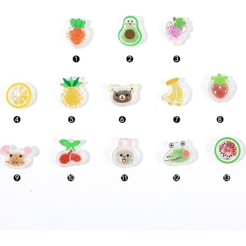 20pcs/lot Colorful quicksand beads transparent cartoon fruit for diy jewelry and children hair clip accessories