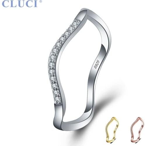 CLUCI High Quality Fashion Lady Rose Gold White 3pcs Set 925 Sterling Silver Ring For Girls Jewelry DR1018SB