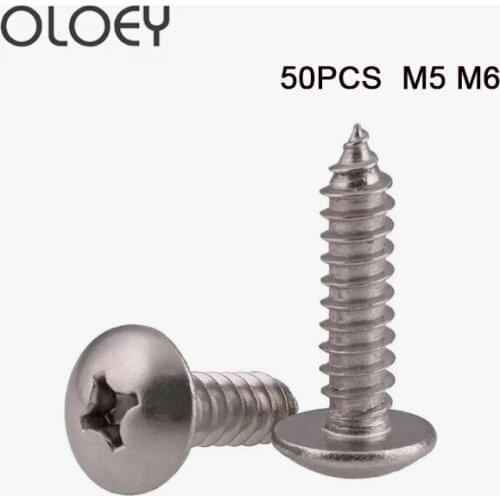 High Quality 40/50PCS M5 M6 Stainless Steel 304 Large Flat Head Self Tapping Screws / Umbrella Head Self-tapping screws Bolt