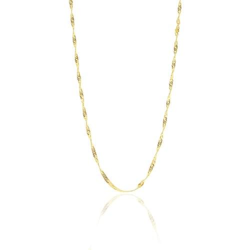 925 Sterling Silver Women or Men Unisex Gold Color Singapore Model 45 cm Chain Charm Necklace Real Silver Made in Turkey