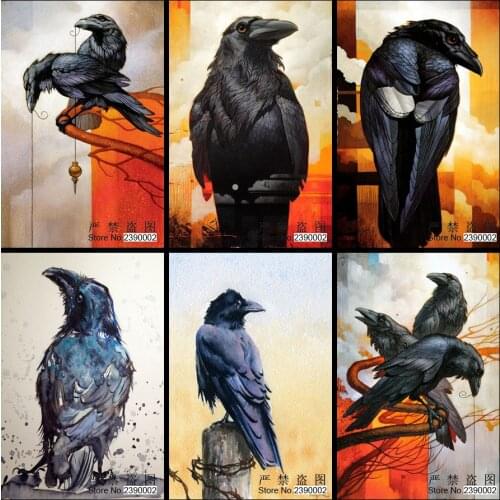Animals Diamond Mosaic Embroidery crow Picture Needlework 5D Diamond Painting Falcon Full Embroidery Cross Crafts Gift