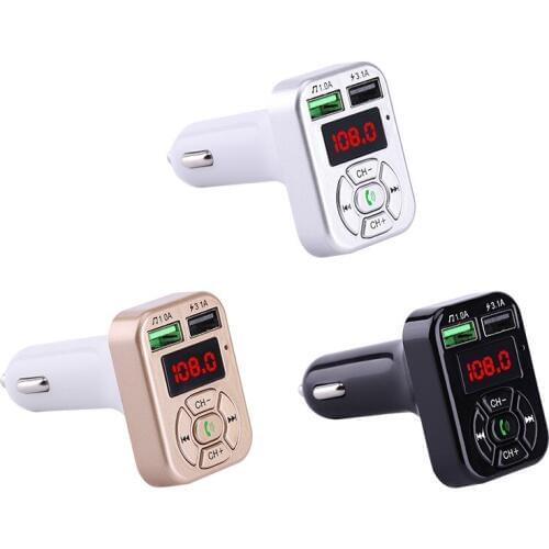 Dual USB Fast Charger Cigarette lighter Auto MP3 Player Car Bluetooth FM Transmitter Wireless Handsfree Audio Receiver 3.1A