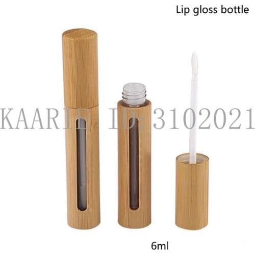 6ML Bamboo Cosmetic Packing Bottles, Bamboo Lip Gloss Storage Container, Liquid Lipstick Tube, Lip Paint Oil Beauty Makeup Tool