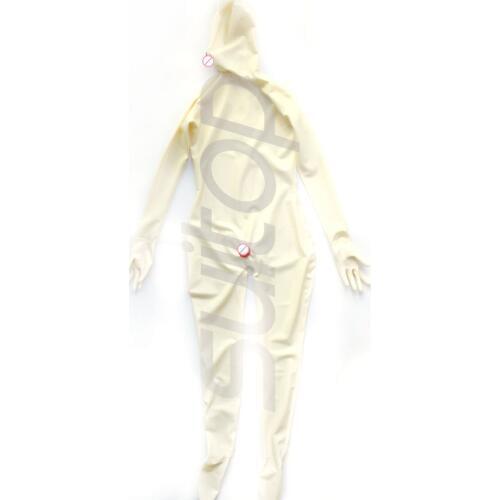 White sexy latex catsuit for woman Apparel Teddies rubber body full cover suit