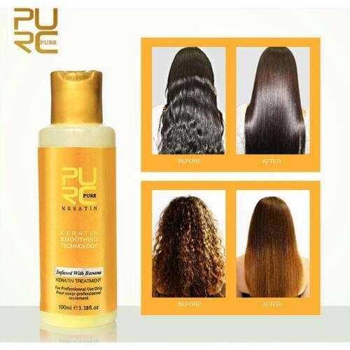 PURC 8% Banana Flavor Brazilian Keratin Treatment Straightening Repair Damage Hair Improve Dry Hair Keep Hair Smooth Shiny 100ML