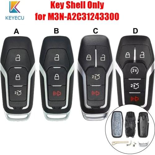 Keyecu Smart Prox Remote Key Shell Case Fob 3 / 4 / 5 Buttons for Ford F250 F450 Super Duty Fusion Edge FCC: M3N-A2C31243300