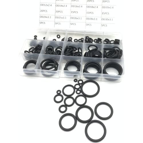 200 Pcs/Box Black Rubber O Ring Assortment Washer Gasket Sealing O-Ring Kit 15Sizes with Plastic Box Rubber Plug Silicon Ring