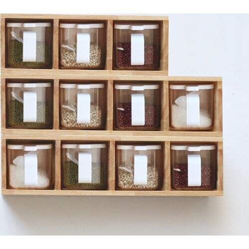 Hainan Wood oily foot kitchen rack wall-mounted transparent box body household seasoning supplies artifact rack storage Plaid dr