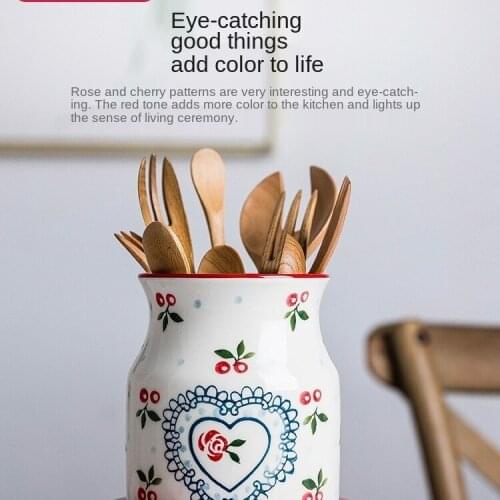 Japanese Cherry Chopsticks Holder Ceramic Chopsticks Cage Household Good-looking Storage Rack Chopsticks Shelf Fast Chopsticks