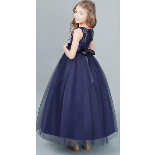 Long Gown Girl Dress Elegant Princess Party Pageant Formal Dresses Sleeveless Children Girls Clothes Teen Wedding Lace Costume