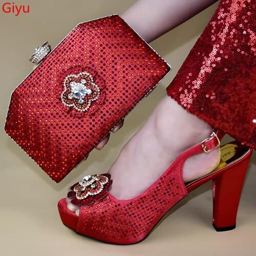 Doershow very fashion Shoes And Bag Set For Party High Quality High Heels Shoes And Bag Set For Party!SSTY1-1