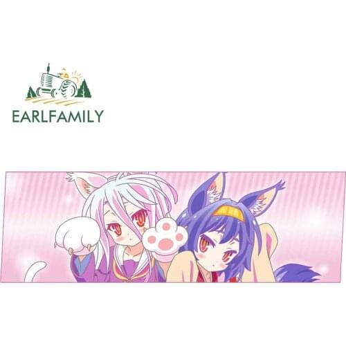 EARLFAMILY 13cm x 4.2cm for Shiro and Izuna Hatsuse Car Stickers Sunscreen Fashionable Decals Scratch-Proof Car Styling