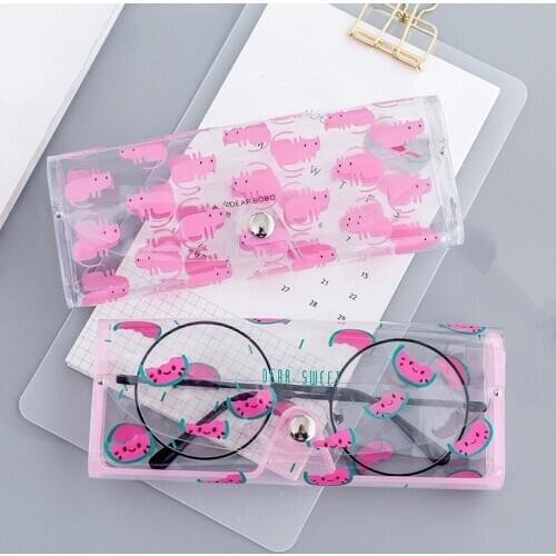 Cartoon Cute Travel Women Transparent PVC Eye Glasses Box Bag Case Protection Carry Box Eyewear Accessoires