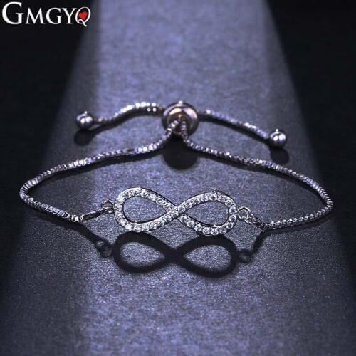 GMGYQ 2019 New Products Trendy 8 -Shape Bracelets Cubic Zircon Adjustable Link Bracelets & Bangle For Women Fashion Jewelry