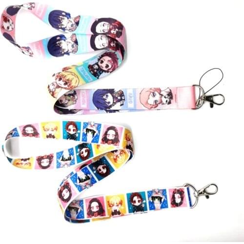 Hot New 20 pcs Anime Kimetsu no Yaiba Neck Strap Lanyards Badge Holder Rope Pendant Key Chain Accessories Gift