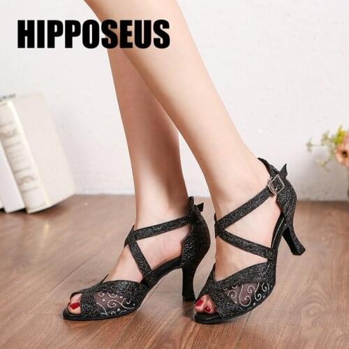 Hipposeus Latin Dance-Shoes Women Ballroom Girls Tango Modern Salsa Dancing Shoes Ladies Soft Bottom Dance Shoes Professional