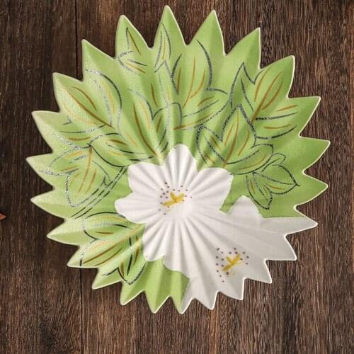 10inch Leaf Ceramic Tableware Chinese Plate Kitchen Restaurant Dish Japanese Sashimi Plates Fruit Salad Dessert Plate