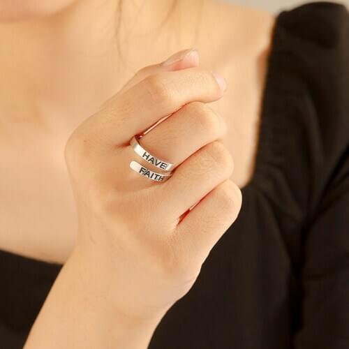 Lemegeton Custom Double Name Rings Adjustable Ring Stainless Steel Personlized Ring For lover friends Wedding Gifts