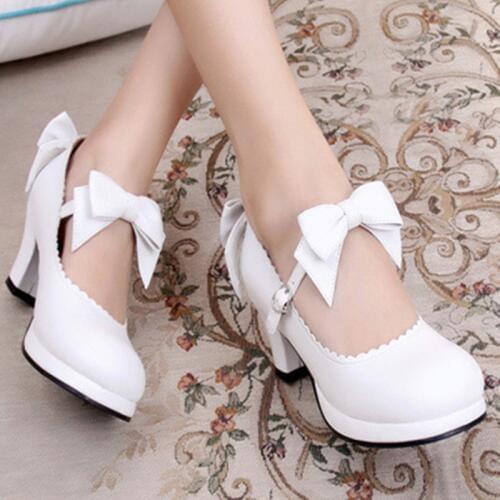 Lolita jk princess japanese sweet student bow court high-heeled womens shoes Bowknot Princess Kawaii Girl Women Shoes Vintage