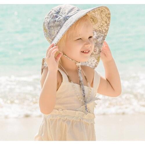 Cute Summer Baby Girl Boy Print Outdoor Sun Hat Sun Protection Beach Bucket Hat Wide Brim Summer Cap