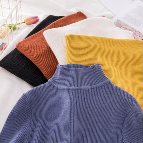 Fashion Solid Color Tops Sweaters 2021 Winter Long Sleeve Turtleneck Pullovers Womens Sweaters Femme Clothing