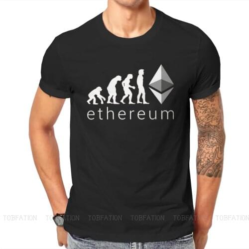 Ethereum Ether ETH Blockchain Cryptocurrency TShirt for Men Human Evolution to ETH Basic Summer T Shirt Novelty Trendy Fluffy