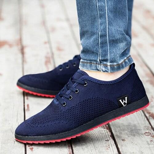 New Summer Men Shoes Breathable Mesh Casual Shoes Men Canvas Shoes Zapatillas Hombre 2019 Fashion Low Lace-Up Flat Shoes