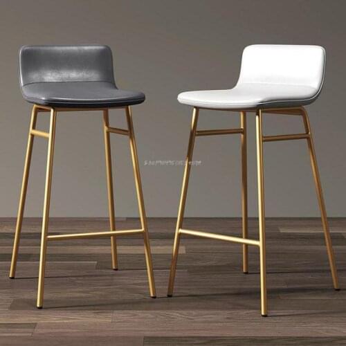 Nordic Creative Backrest Bar Chair Modern Minimalist Home Bar Chair Front Desk Leisure Cafe High Stool