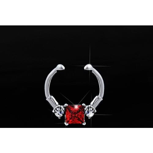 2016 New Alloy Zircon Love Nose Hoop Nose Rings Body Piercing Jewelry Fake Septum Clicker Non Piercing Hanger Clip On Jewelry