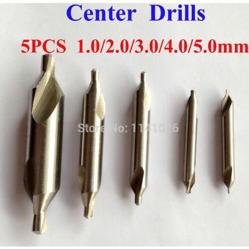 New 5pcs HSS Silver 60 degree Combined Center Drills Countersinks Bit Set ,1mm,2mm, 3mm ,4mm ,5mm