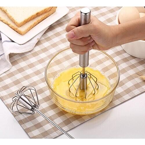 Semi-automatic Mixer Egg Beater Manual Self Turning Stainless Steel Whisk Hand Blender Egg Cream Stirring Kitchen Tools